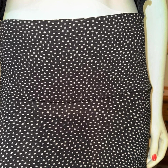Women's Black & White Polka Dot Maxi Skirt Size M Casual Long Stretchy Wide Band - Picture 9 of 11